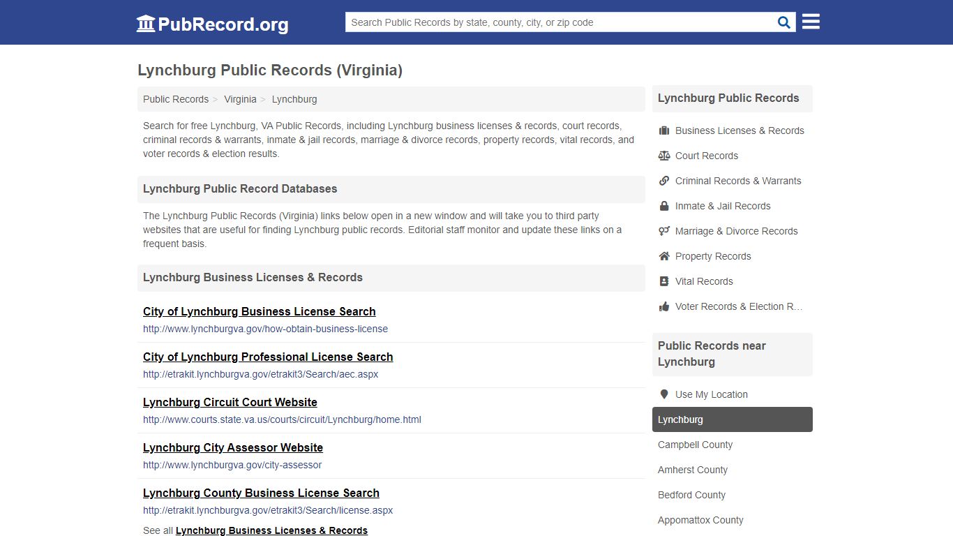 Free Lynchburg Public Records (Virginia Public Records)